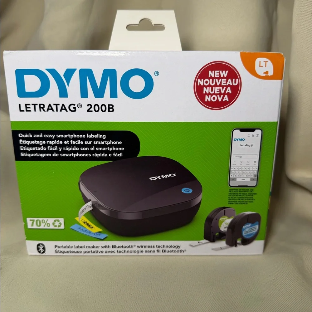 Dymo LetraTag 200B Label Maker - Black and Green Packaging